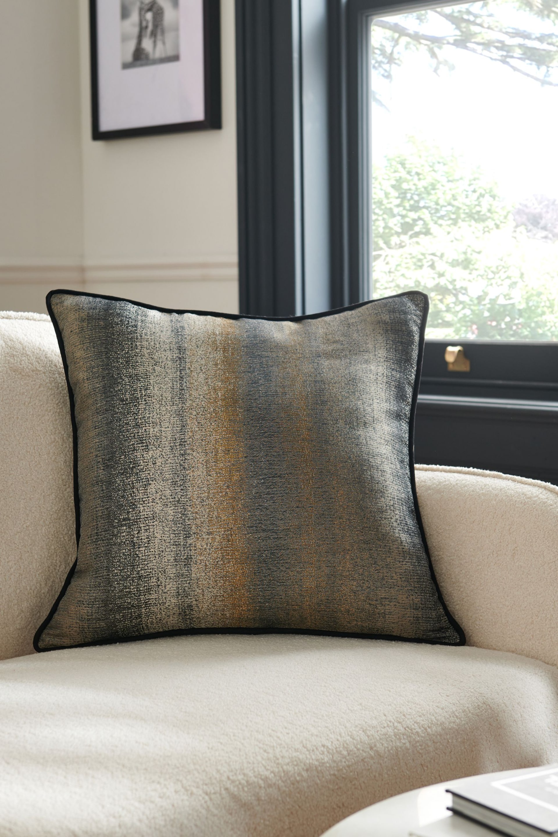 Metallic 50 x 50cm Metallic Stripe Cushion - Image 1 of 7