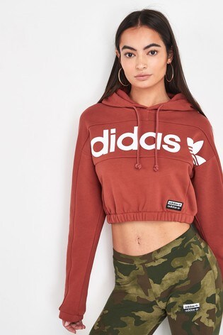 adidas cropped hoodie shift orange