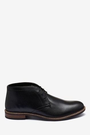 black leather chukka