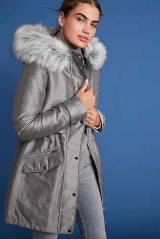 faux fur hooded parka womens