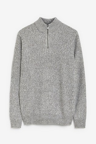 grey zip neck jumper