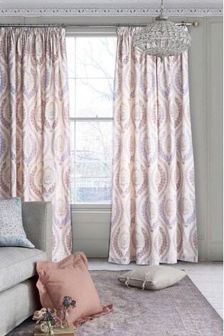 Buy Distressed Damask Pencil Pleat Curtains From Next Cyprus