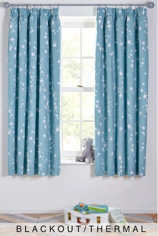 Buy Sleepy Stars Blackout Pencil Pleat Curtains From The
