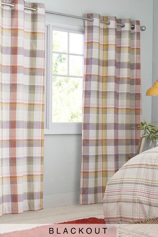 Bracken Check Blackout Eyelet Curtains From Next Ireland Bracken Check Blackout Eyelet Curtains