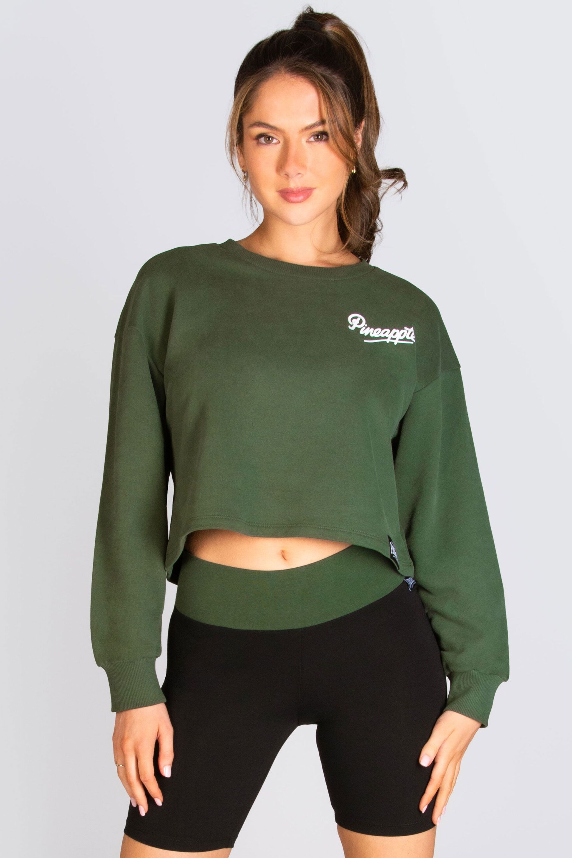Pineapple Green Logo Womens Midi Crop Sweater - Image 1 of 5
