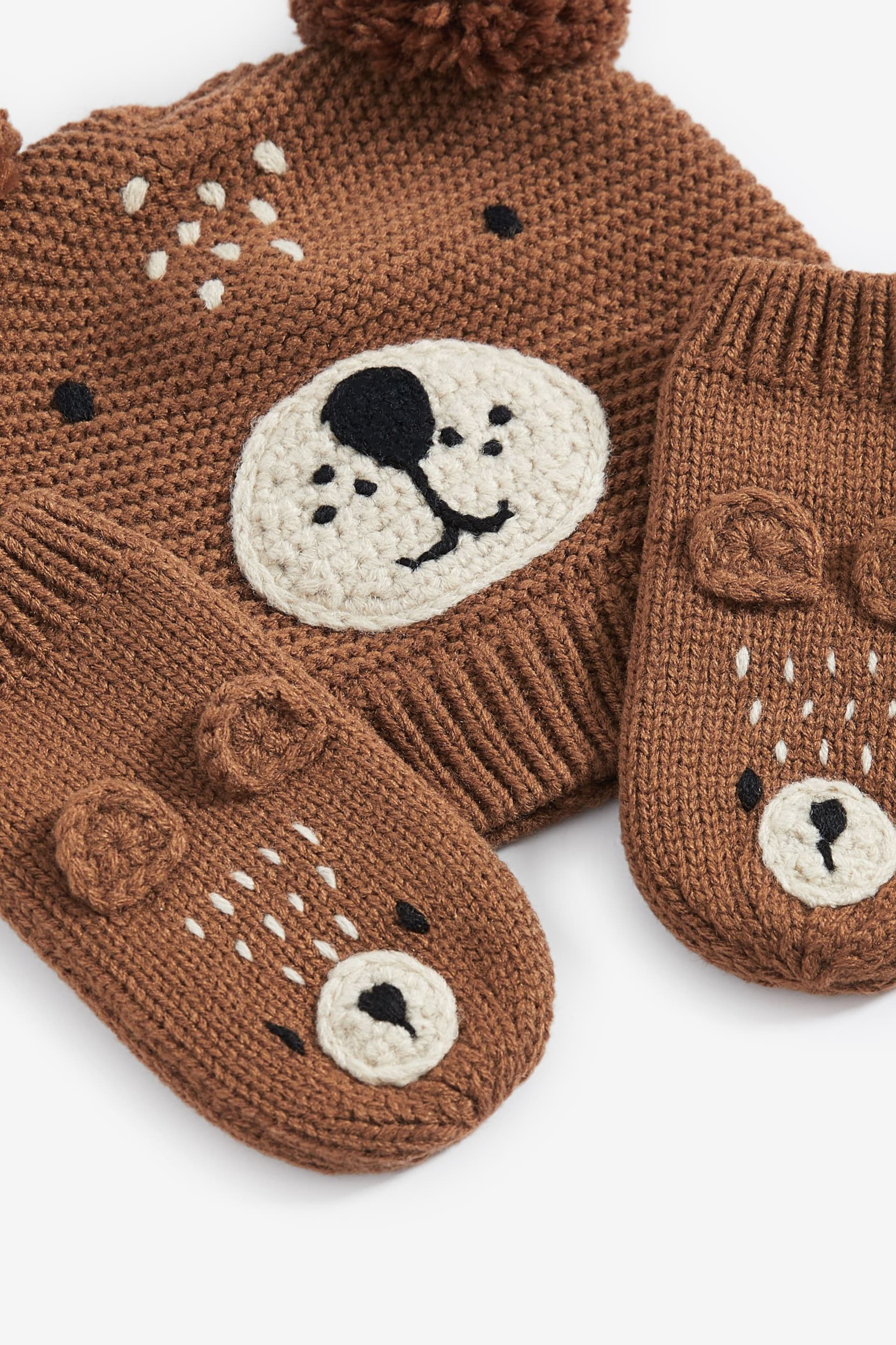 Brown Bear Hat & Mittens Set (3mths-6yrs) - Image 1 of 3