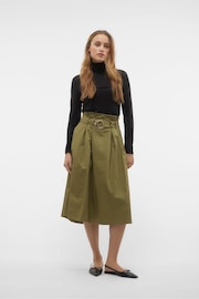 VERO MODA Green Belted A-Line Cargo Utility Midi Skirt - Image 1 of 4