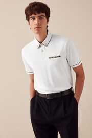 White/Gold Smart Collar Polo Shirt - Image 1 of 9