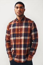 Rust Orange Signature Brushed Flannel Check Shirt - Image 1 of 9