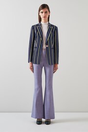 LK Bennett Mya Striped Linen-Lenzing™ Ecovero™ Viscose Blend Jacket - Image 1 of 4