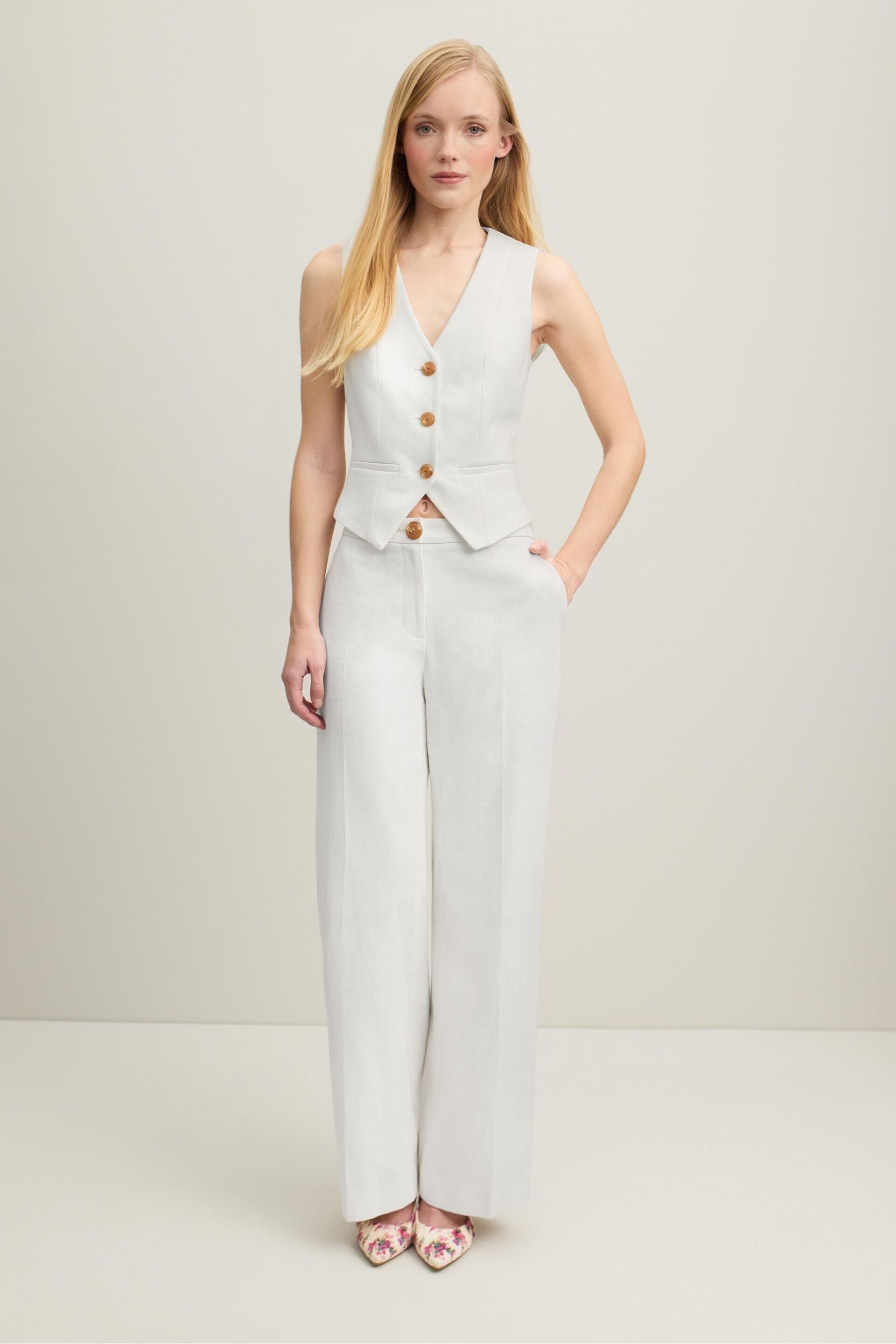 LK Bennett Ami Italian Cotton Waistcoat - Image 1 of 2