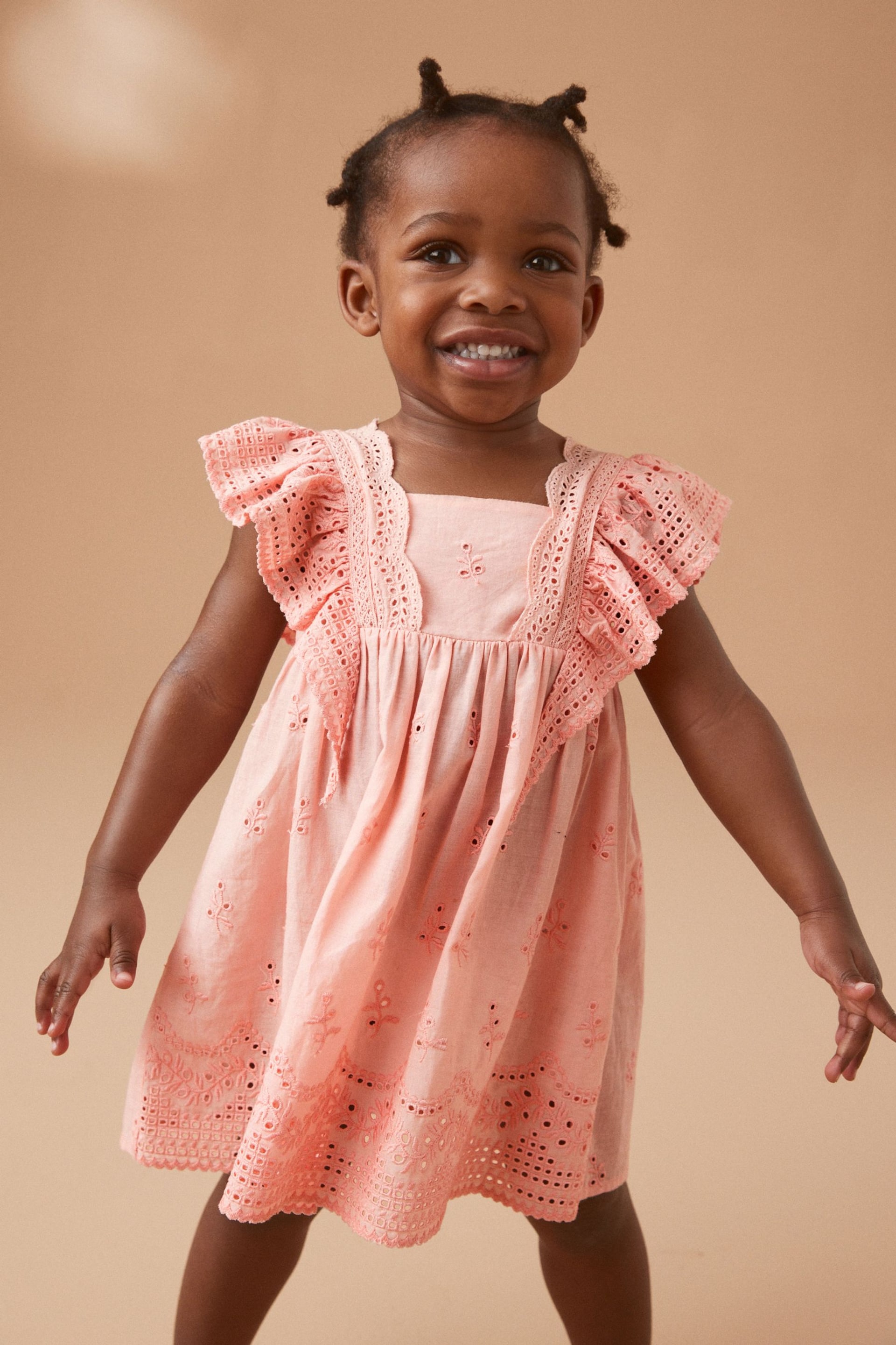 Pink Cotton Broderie Dress (3mths-8yrs) - Image 1 of 8