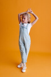 Light Blue Denim Daisy Embroidered Dungarees (3-16yrs) - Image 1 of 8