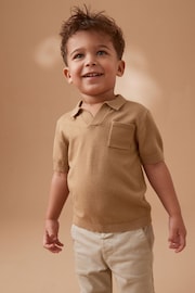 Tan Brown Short Sleeve Trophy Neck Polo Shirt (3mths-7yrs) - Image 1 of 7