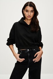 Black Essentials Shorter Length Cotton Hoodie - Image 1 of 6