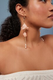 Pink Petal Drop Longline Earrings - Image 1 of 5