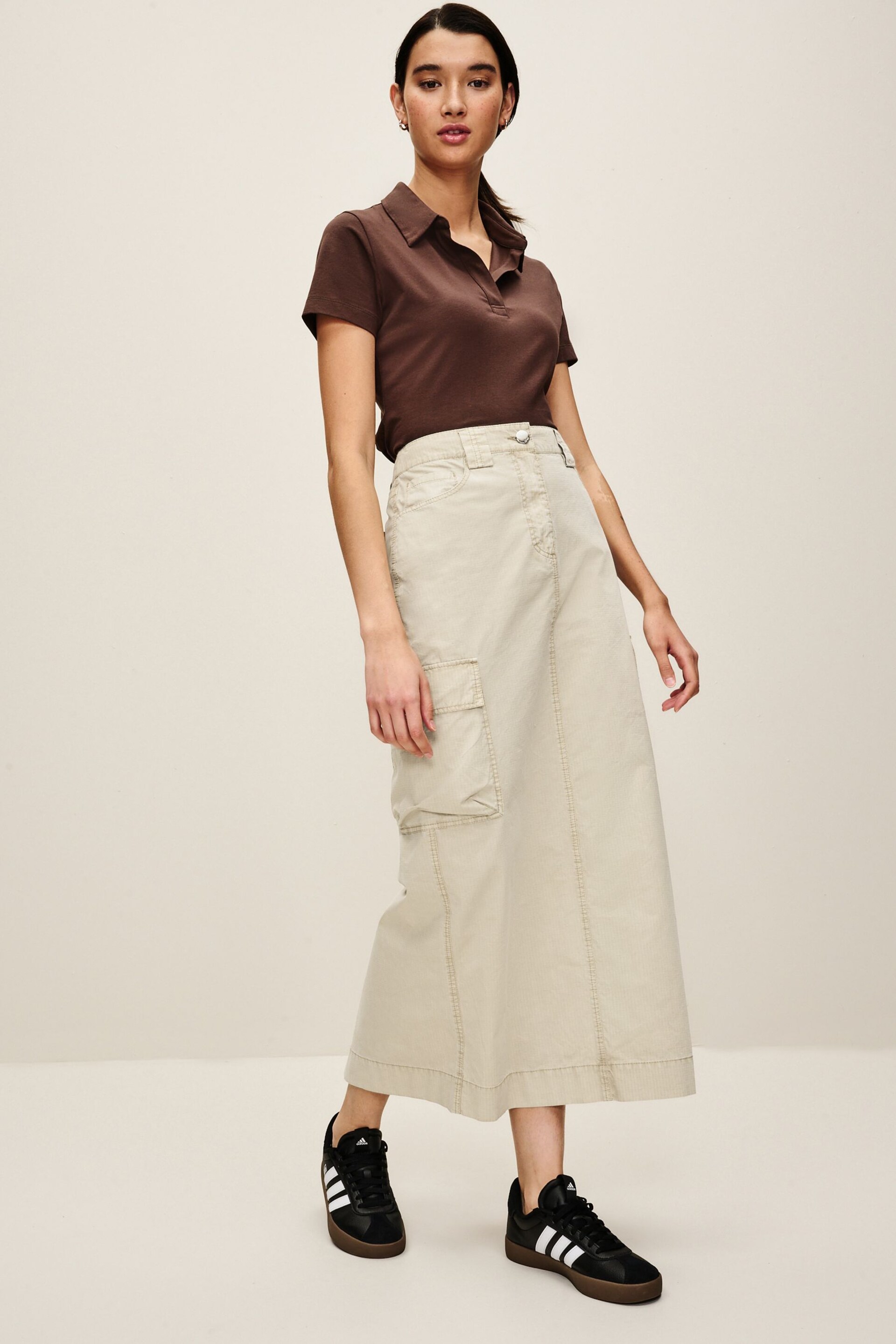 Camel Cargo Ripstop Midi Skirt - Image 1 of 6