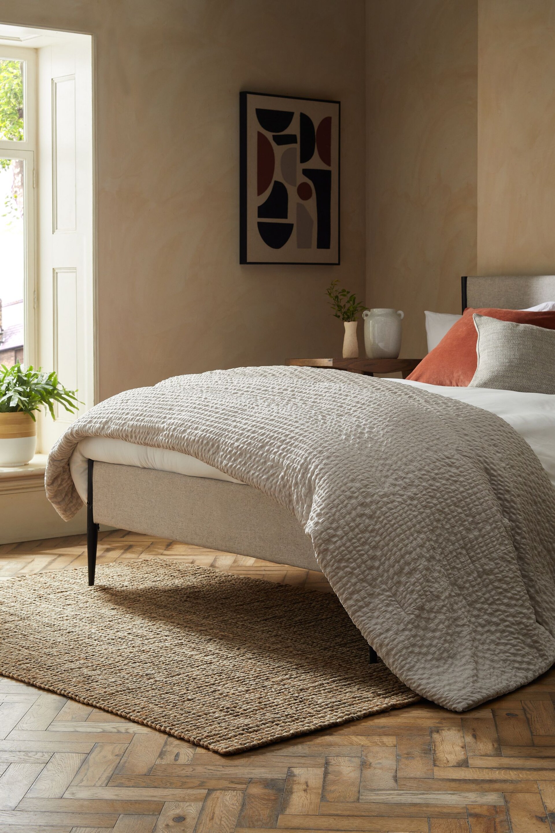 Natural Crinkle Textured Bedspread - Image 1 of 3