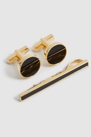 Reiss Gold Ardley Cufflink And Tie Bar Set - Image 1 of 4