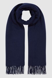 Reiss Navy Picton Wool-Cashmere Scarf - Image 1 of 4