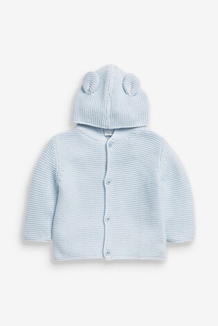 Next BNWT baby boys blue cloud soft velour jacket 0-3 month hooded navy cardigan 
