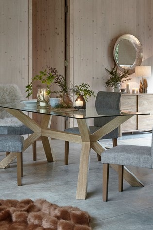 Buy Oak And Glass Rectangle Dining Table From The Next Uk Online Shop