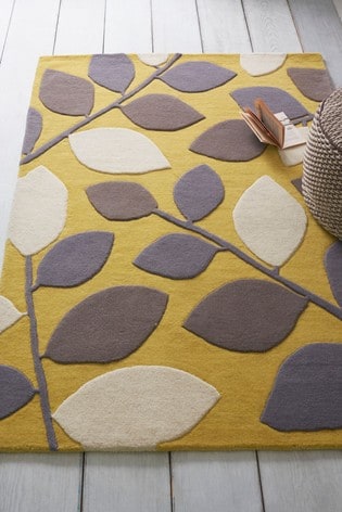 Ochre Graphic Leaf Rug