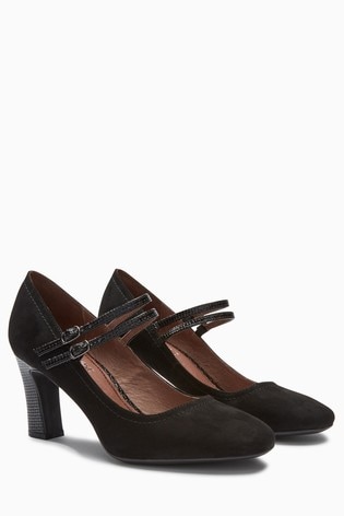 black suede mary jane heels