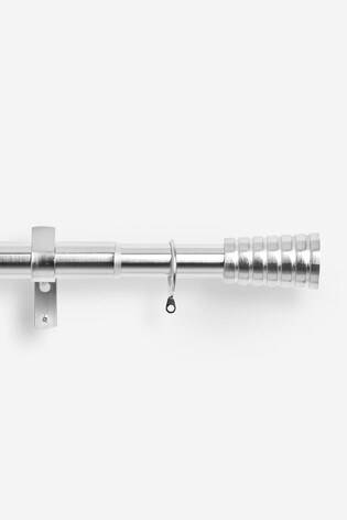 Buy Brushed Silver Extendable Barrel Finial 28mm Curtain Pole Kit