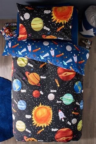 Glow In The Dark Space Planets Duvet Cover And Pillowcase Set