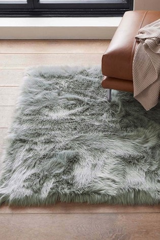 Grey Faux Fur Rug