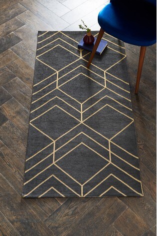 Charcoal Geo Flat Weave Next Home Rug 