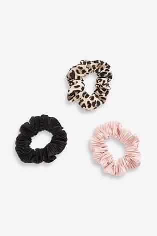 next.co.uk | Leopard/Pink/Black Scrunchies Three Pack