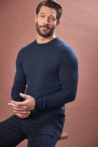 Buy Navy Merino Wool Crew Neck Jumper From The Next Uk Online Shop
