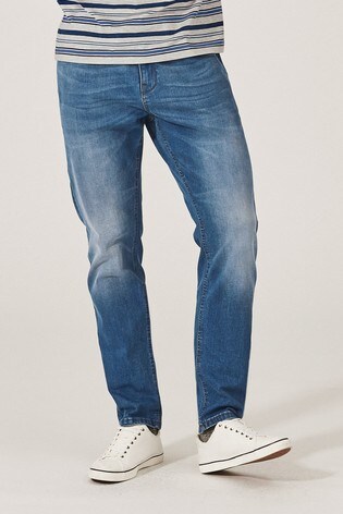 blue jeans with white stripe