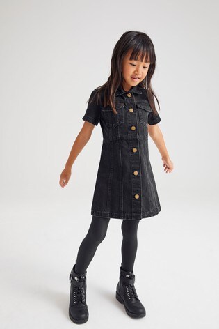 fitted black denim dress