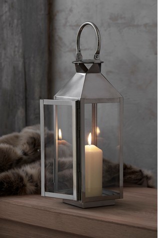 chrome candle lantern