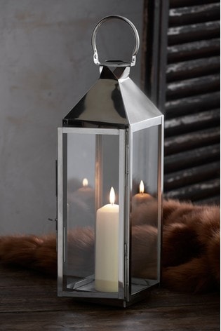 chrome candle lantern