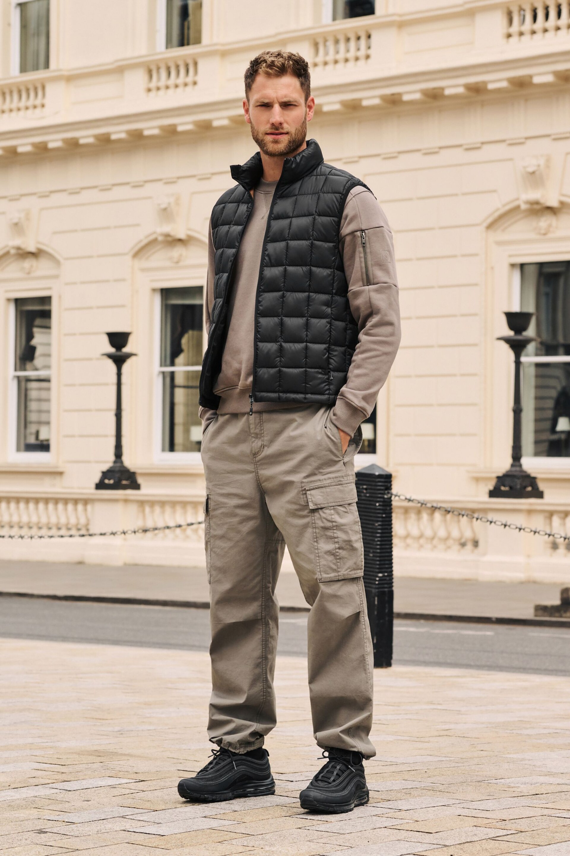 Black Lightweight Square Quilted Shower Resistant Gilet - Image 3 of 9