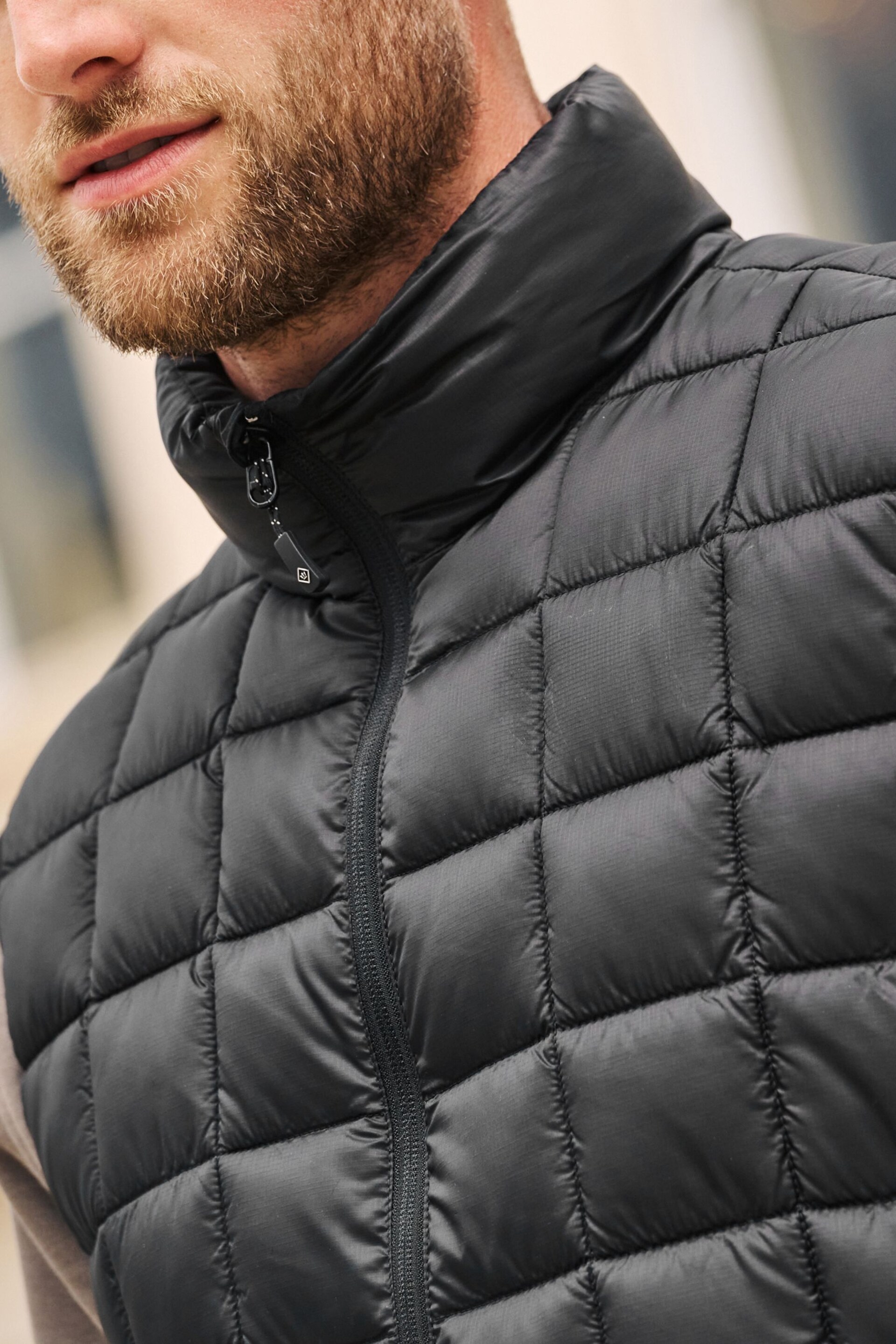 Black Lightweight Square Quilted Shower Resistant Gilet - Image 6 of 9