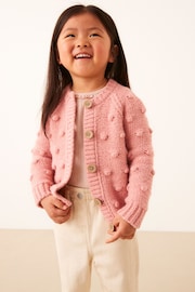 Pink Chunky Knit Bobble Cardigan (3mths-10yrs) - Image 1 of 7
