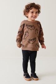 Tan Brown Dino Print Character Sweatshirt and Legging Set (3mths-7yrs) - Image 1 of 7