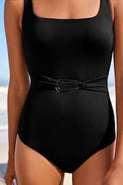 Black Hardware Trim Scoop Neck Swimsuit - Image 3 of 5