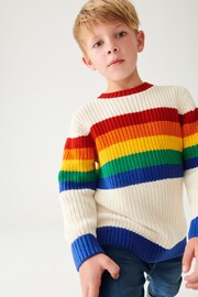 Little Bird by Jools Oliver Multi Rainbow Stripe Knitted Jumper - Image 1 of 7