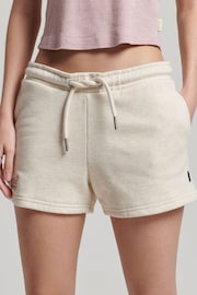 Superdry Cream Vintage Logo Embroidered Jersey Shorts - Image 1 of 6
