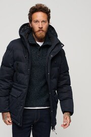 Superdry Blue Hooded Parka Jacket - Image 1 of 6