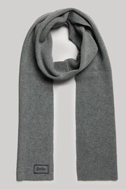 Superdry Grey Knitted Logo Scarf - Image 1 of 4
