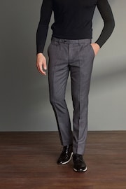 Grey Slim Fit Signature 100% Wool Trousers With Motion Flex Waistband - Image 1 of 6
