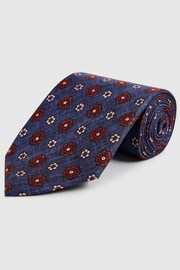 Reiss Indigo Sun Floral Medallion Silk Tie - Image 1 of 5