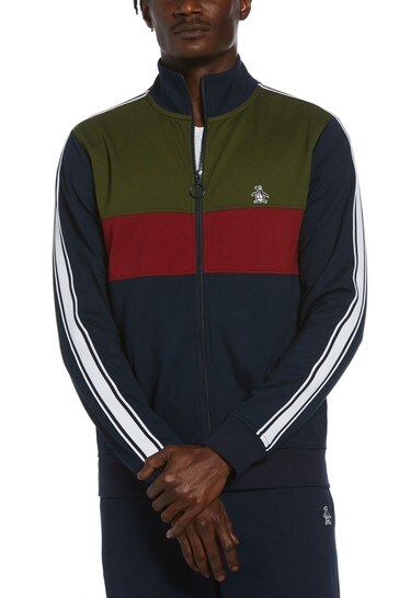 Buy Original Penguin Blue Knit Colourblock Track Jacket From The Next Uk Online Shop